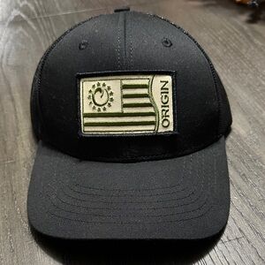 Origin USA Black Hat with OD Green Flag Patch